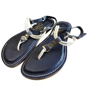 Kino 9 Key West Leather Nautical Sandals Coastal Rope Knot Beach Boho Comfy